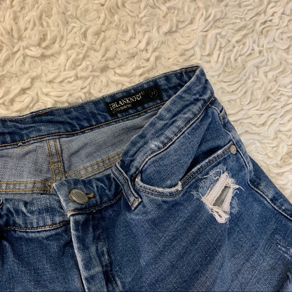 [Blank NYC] Mid-rise Torn Ripped Denim Shorts Blue Light Wash - Picture 2 of 3